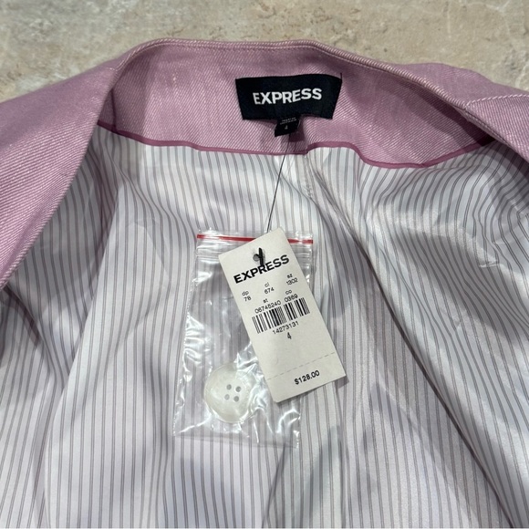 Express Pink Linen Blend Cropped Blazer Jacket Women’s Size 4 NWT $128 - Picture 7 of 8